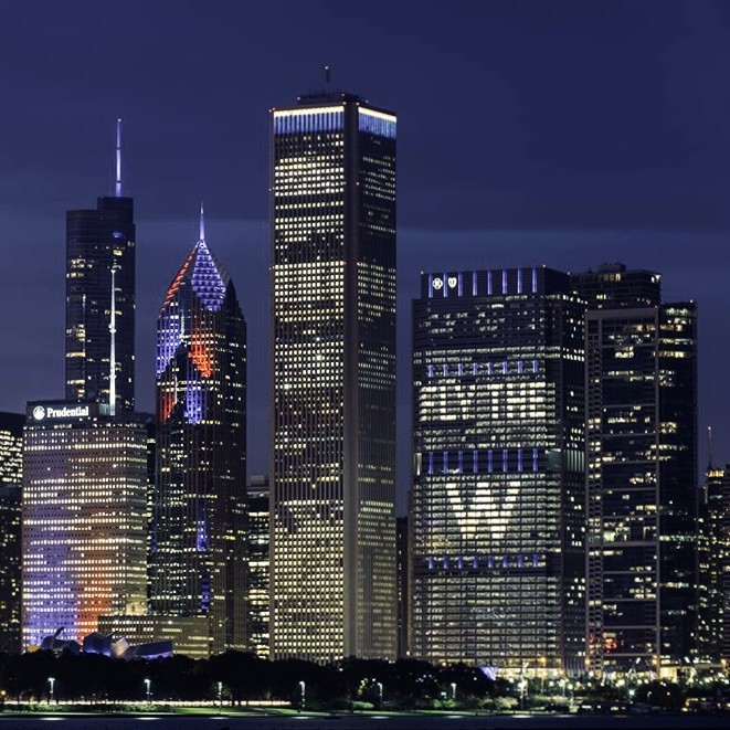 Blue Cross Blue Shield Building lights